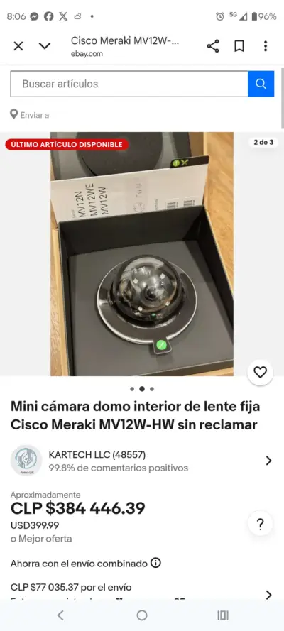 Cámara domo interior Cisco Meraki MV12W - miniatura 1