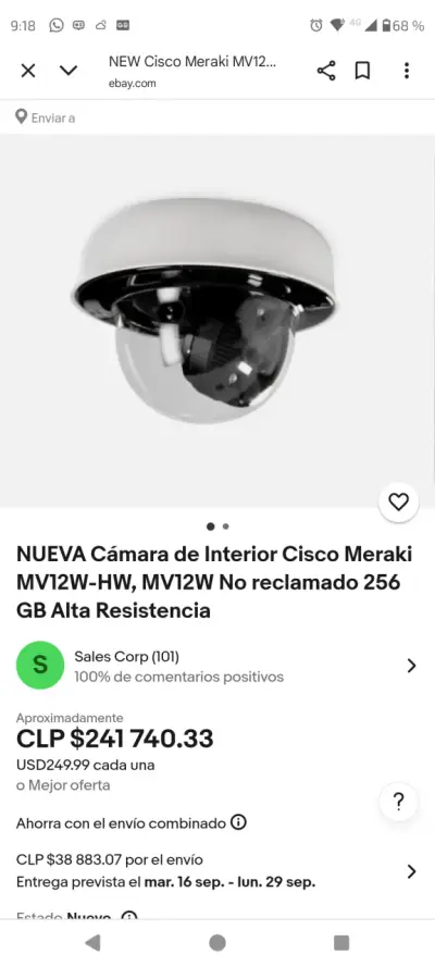 Cámara domo interior Cisco Meraki MV12W - miniatura 3