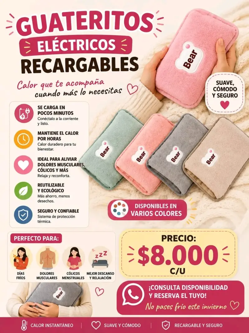 Guaterito térmico eléctrico recargable diseño osito - 2