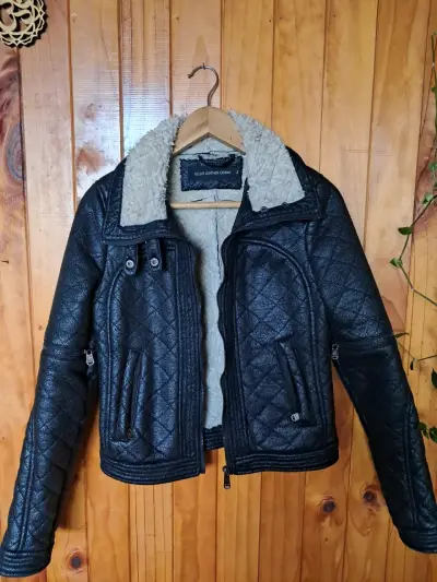 Chaqueta cuero sintético con forro de lana ellus - miniatura 1