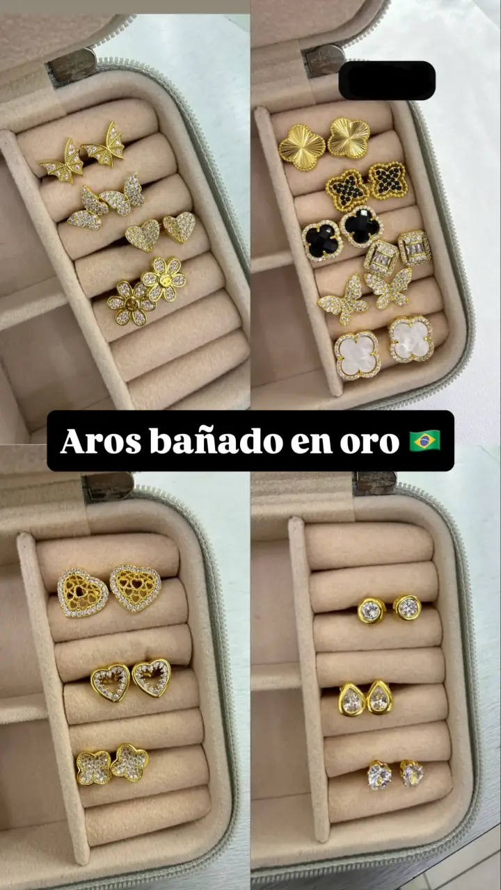 Set de aros bañados en oro variados - 1