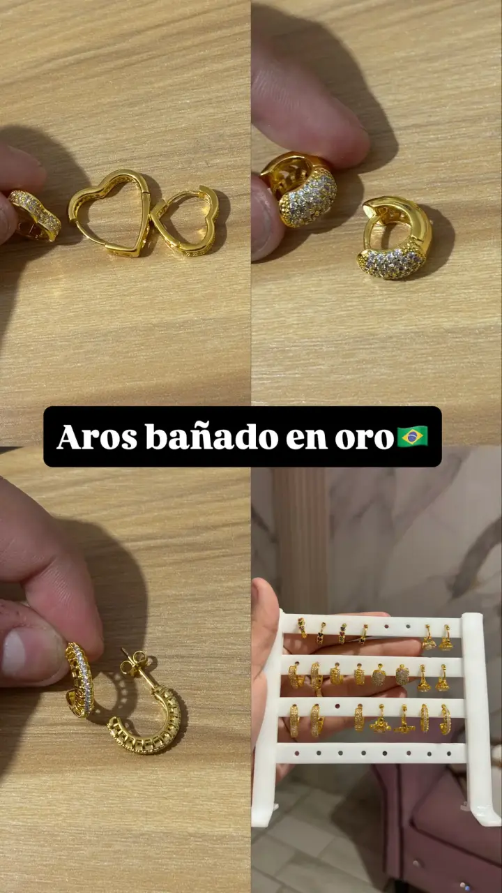Set de aros bañados en oro variados - 2
