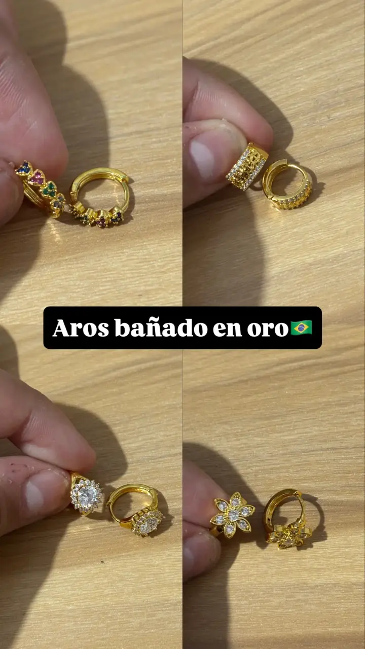 Set de aros bañados en oro variados - 3
