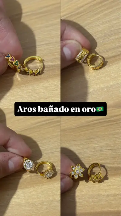 Set de aros bañados en oro variados - miniatura 3
