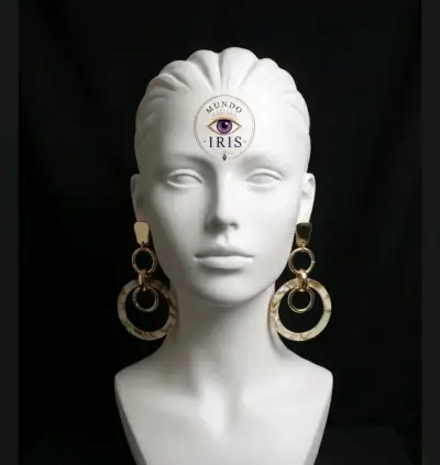 Aros colgantes con cuentas y hojas metálicas - miniatura 4