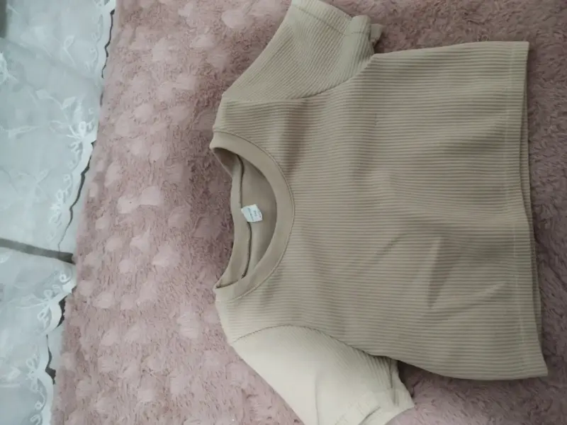 Polera beige de algodón para mujer - 1