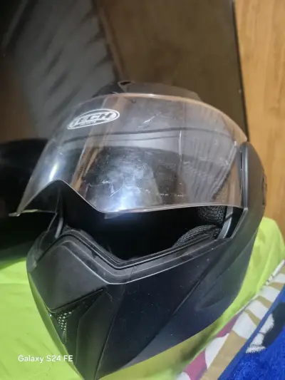 Casco de moto negro con visor Tech - miniatura 4