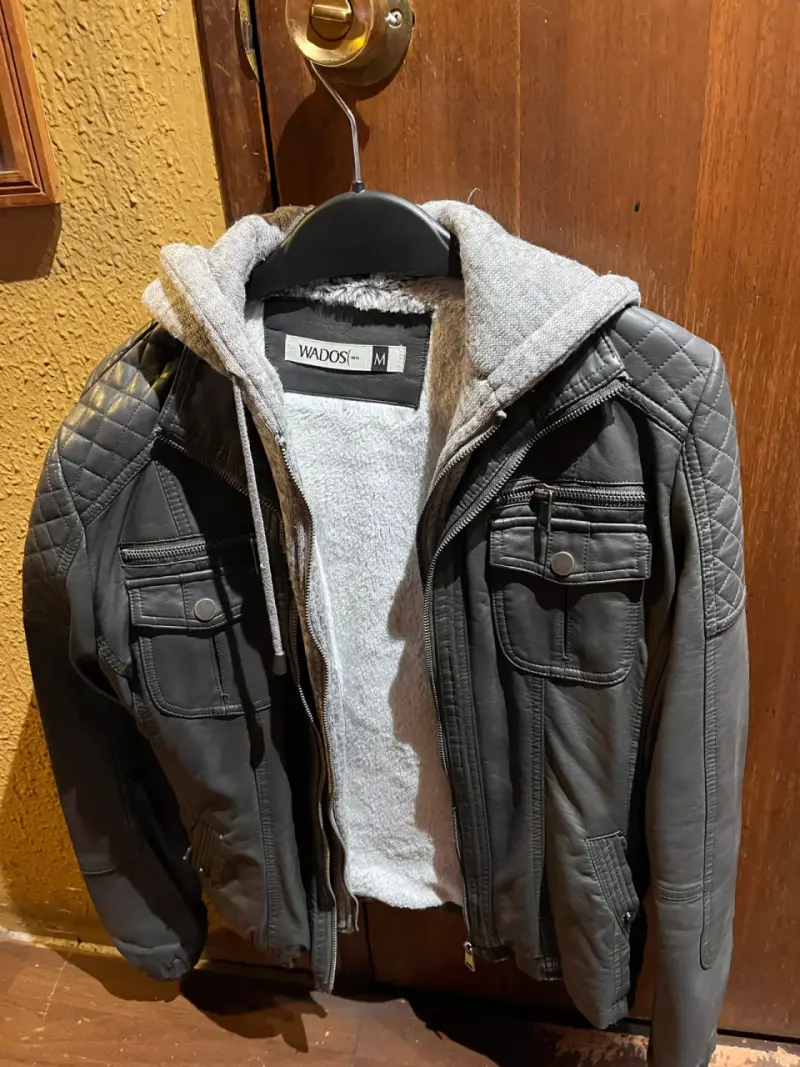 Chaqueta de cuero Wados con capucha gris - 1