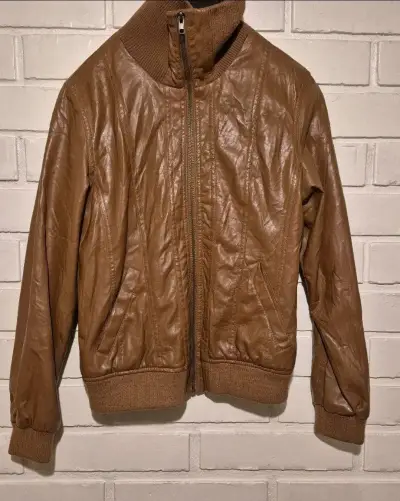 Chaqueta de ecocuero marrón - miniatura 1