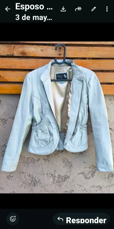Chaqueta de cuero Tauro Cuer beige - miniatura 2