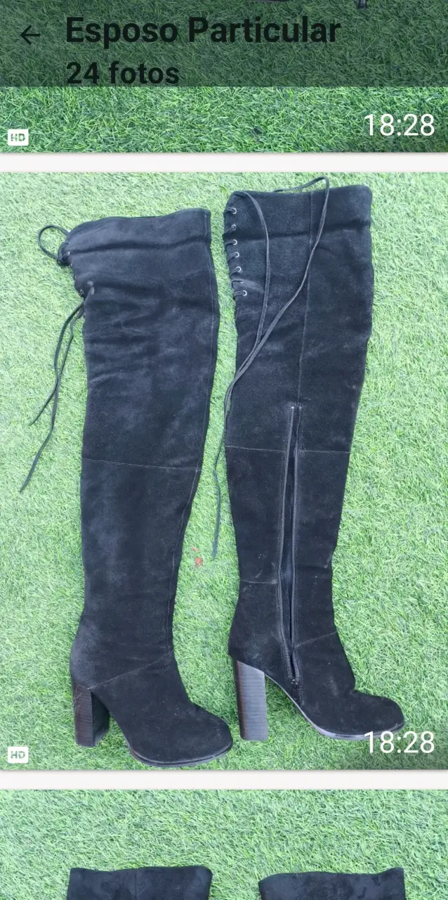 Botas negras de gamuza hasta la rodilla - 1