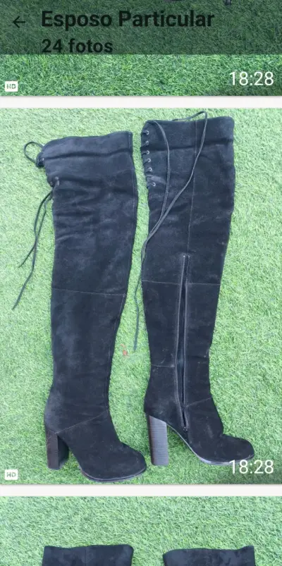 Botas negras de gamuza hasta la rodilla - miniatura 1