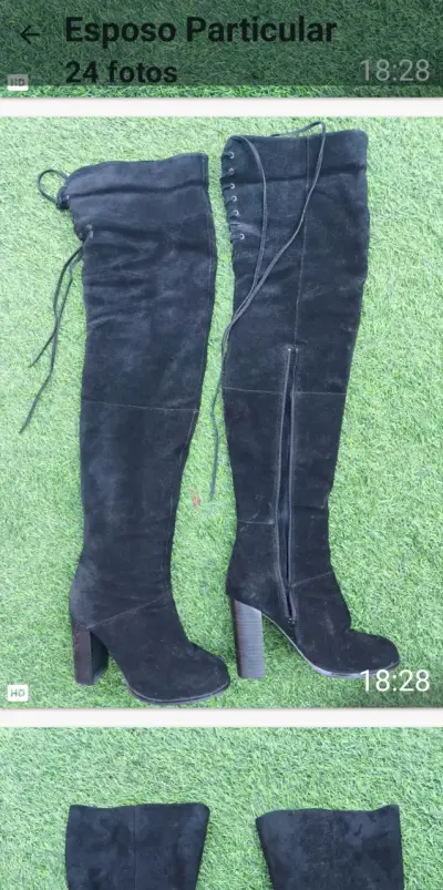 Botas negras de gamuza hasta la rodilla - miniatura 2