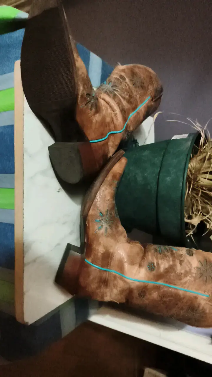 Botas vaqueras de cuero marrón con bordado - 3