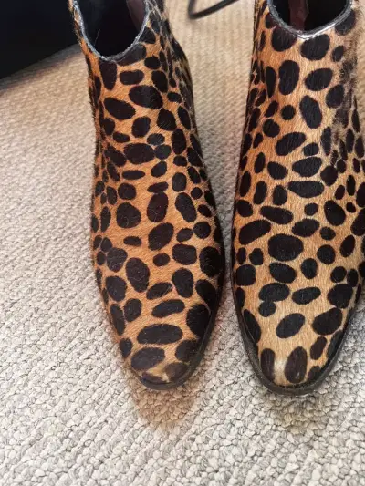 Botines de cuero animal print leopardo - miniatura 1