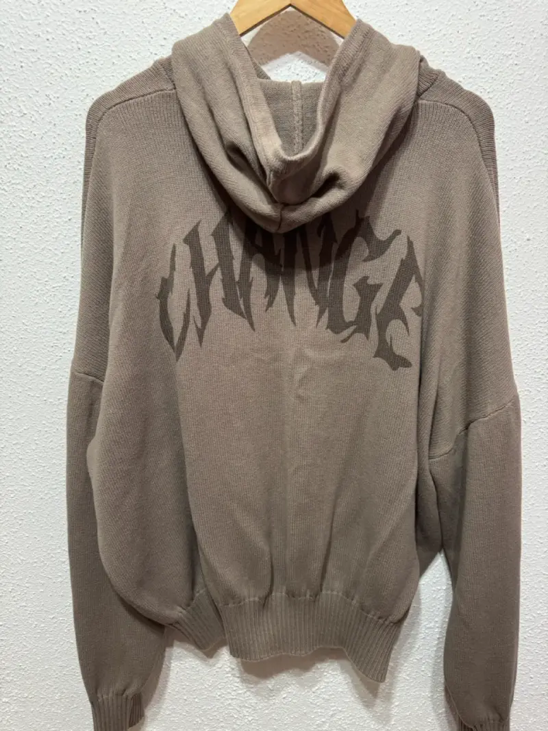 Suéter de lana beige con capucha - 2