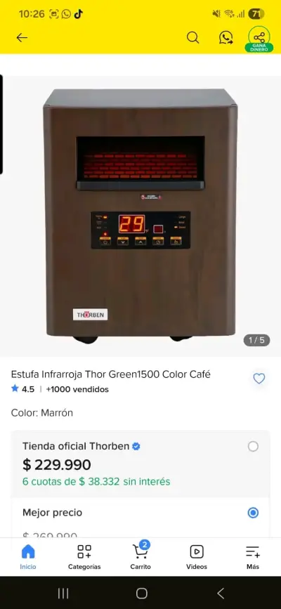 Calefactor eléctrico Thorben compacto - miniatura 2