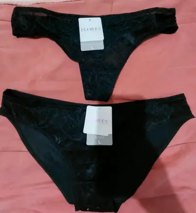 Set de ropa interior negra Flores talla L - miniatura 1