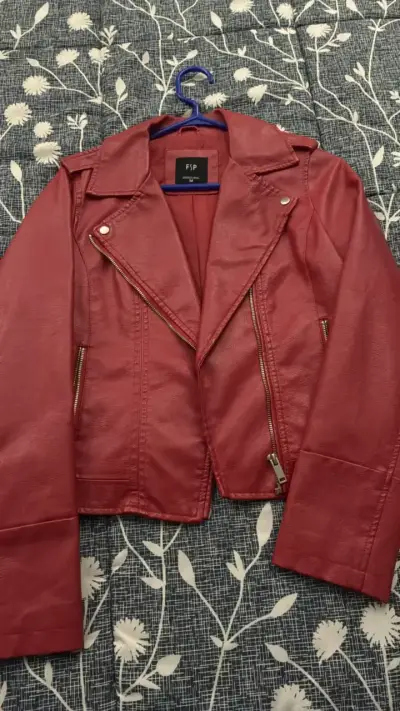 Chaqueta de cuero sintético roja FSP - miniatura 1