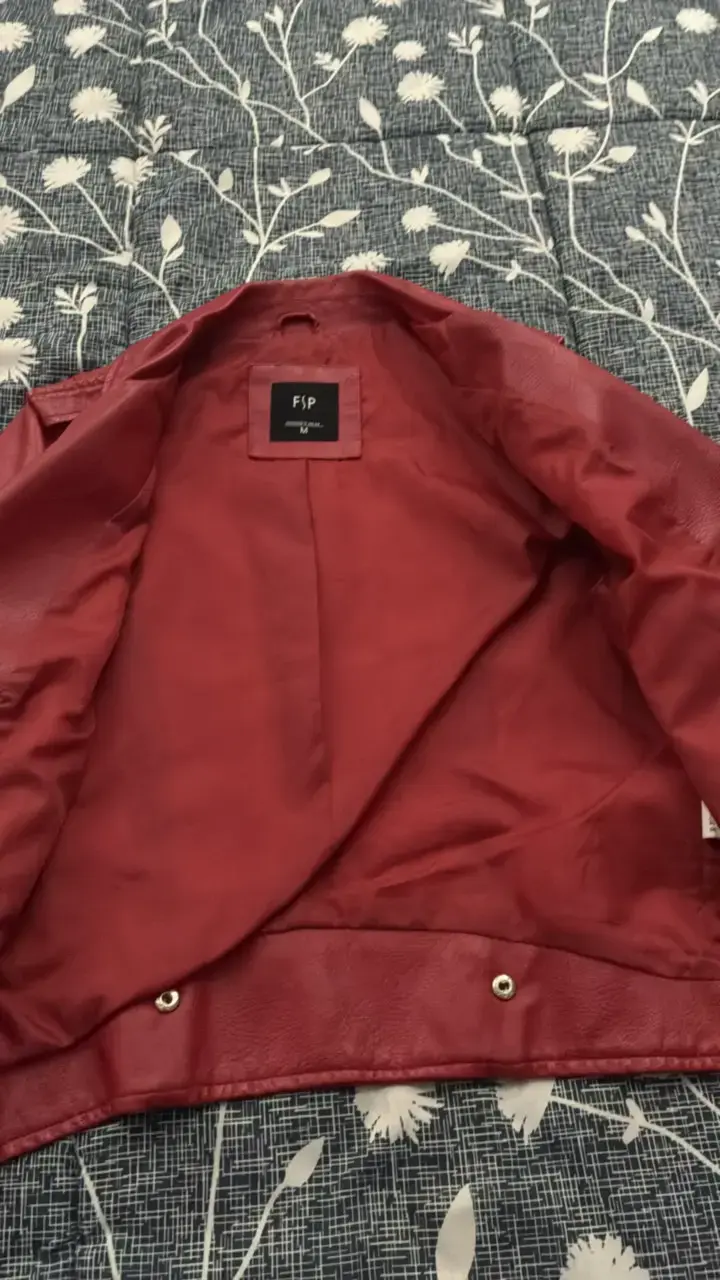 Chaqueta de cuero sintético roja FSP - 3