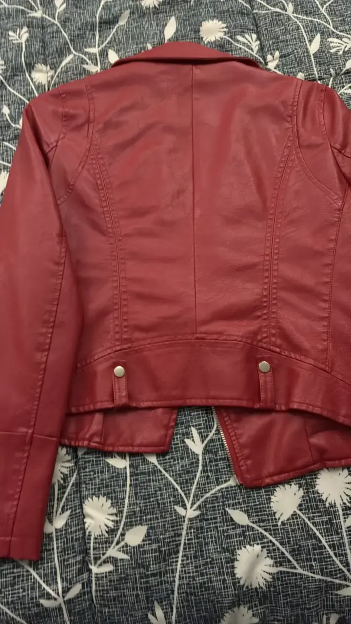 Chaqueta de cuero sintético roja FSP - 4