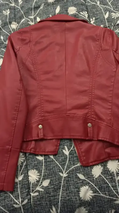 Chaqueta de cuero sintético roja FSP - miniatura 4