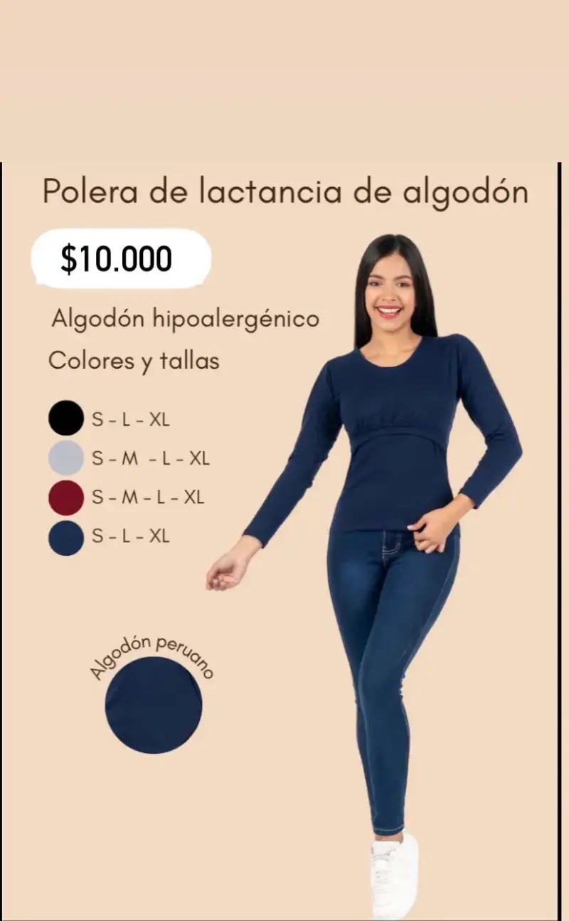 Polera de lactancia de algodón hipoalergénico - 1