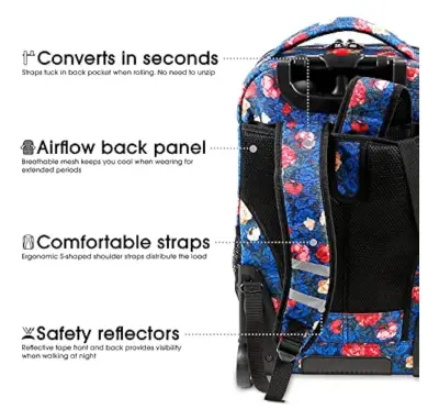 Mochila con ruedas estampado floral - miniatura 2