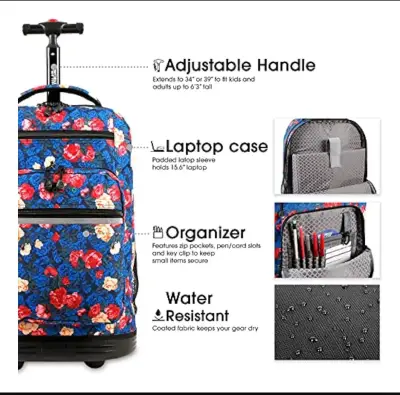 Mochila con ruedas estampado floral - miniatura 3