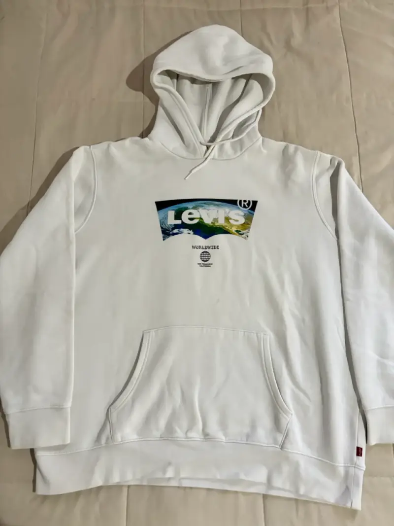 Polerón blanco con capucha unisex - 3