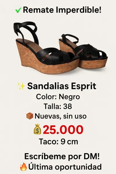 Sandalias Esprit negras con taco de corcho - miniatura 1