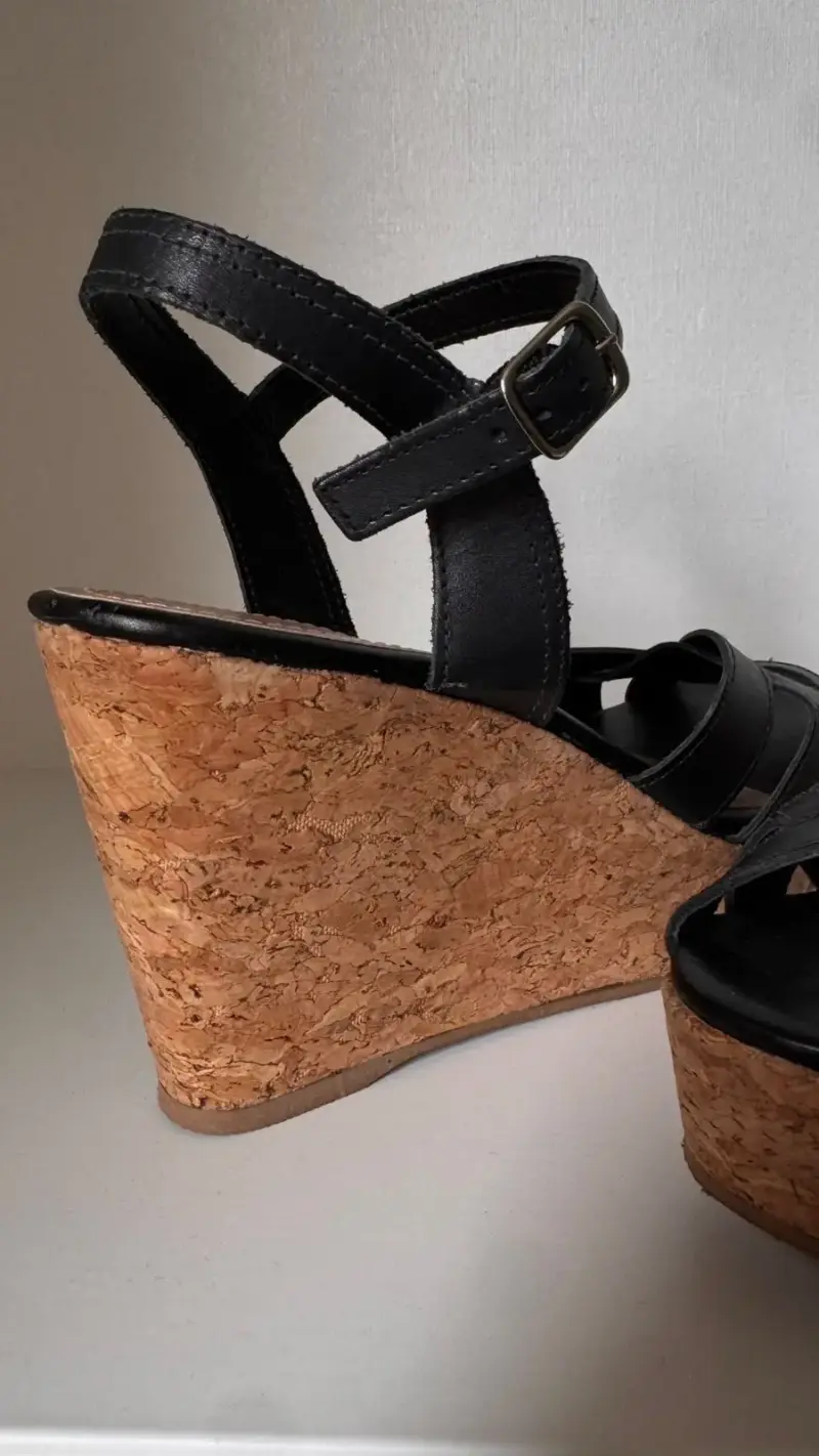Sandalias Esprit negras con taco de corcho - 3
