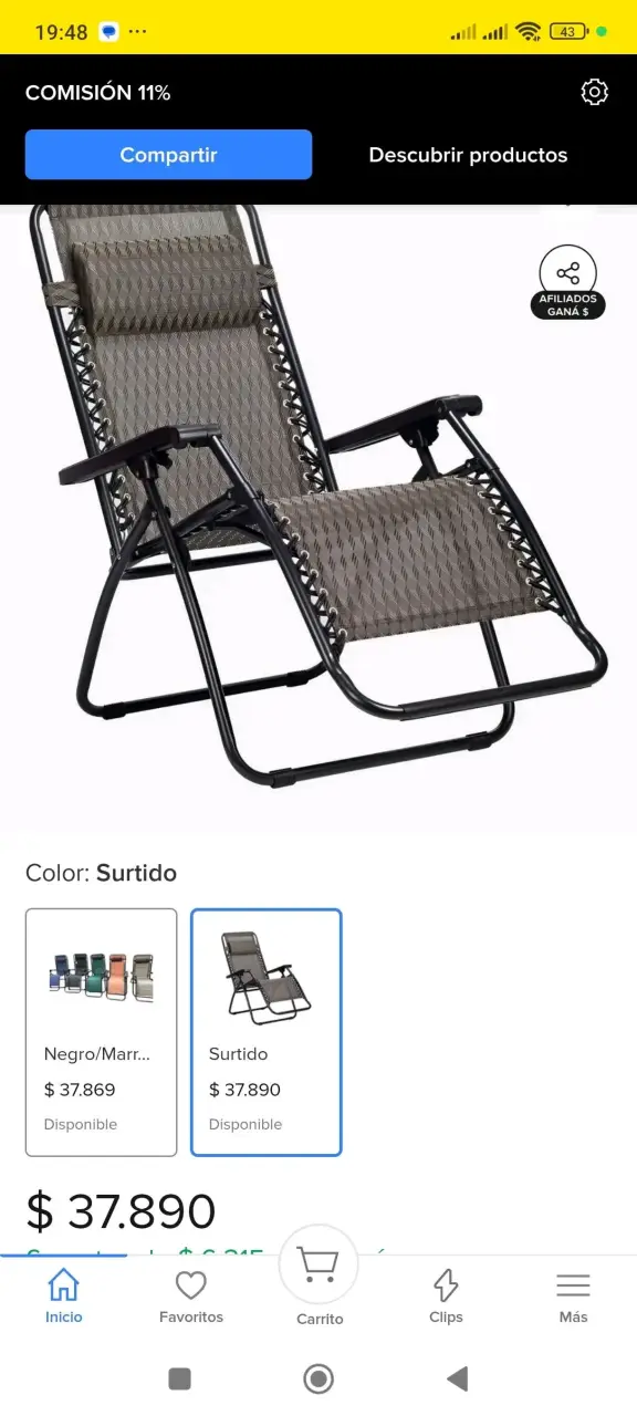Silla reclinable plegable