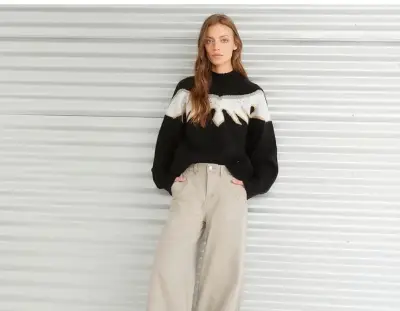 Suéter negro con diseño “Western” Mujer - miniatura 1
