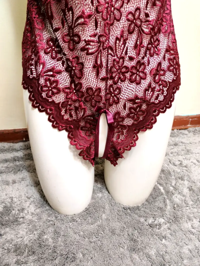 Body de encaje burdeos para mujer - 4