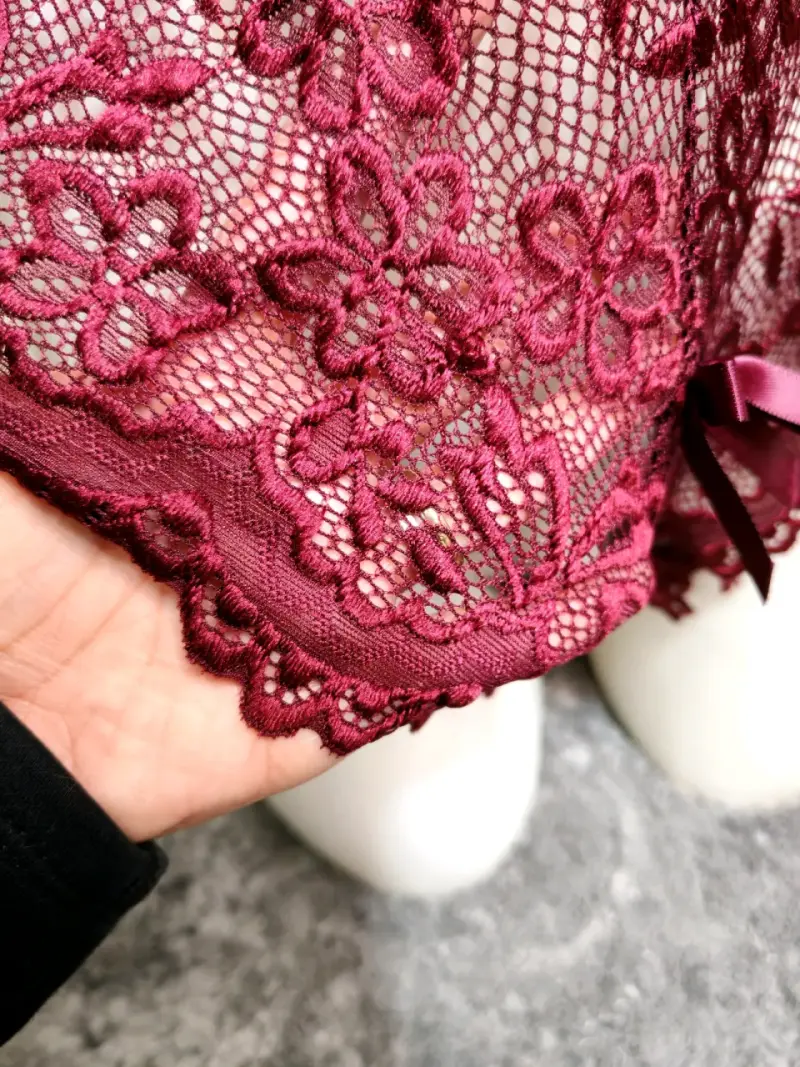 Body de encaje burdeos para mujer - 5