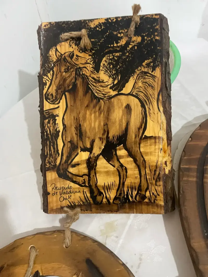 Adorno de madera con herradura y caballo - 5