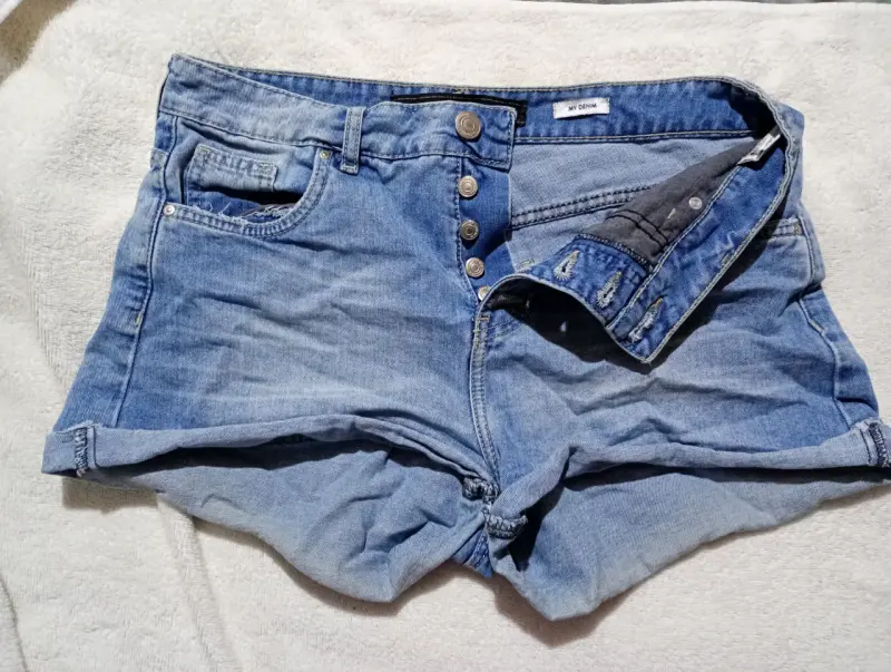 Shorts de mezclilla azul para mujer - 1
