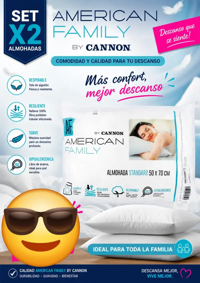 Set de 2 almohadas American Family Cannon