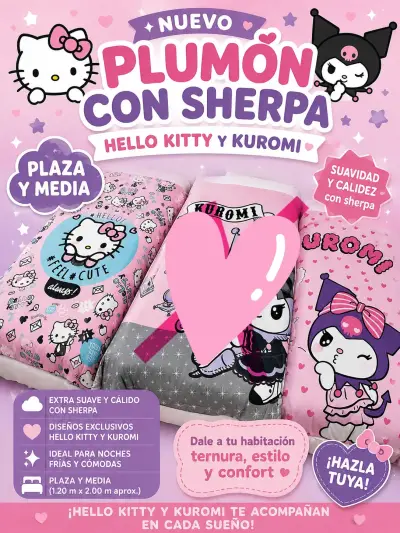 Plumón con sherpa Hello Kitty y Kuromi - miniatura 1