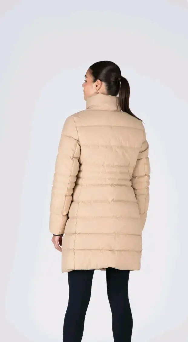 Abrigo largo acolchado beige para mujer everlast - 2