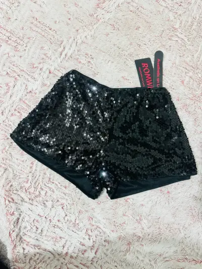 Shorts de lentejuelas negros Romwe - miniatura 1