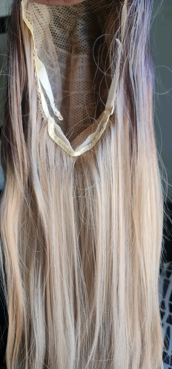 Peluca larga rubia con colores mezclados - 3