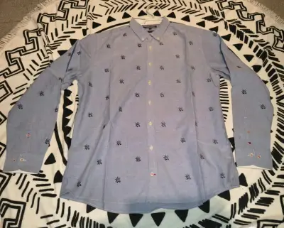 Camisa Tommy Hilfiger azul con bordados - miniatura 6