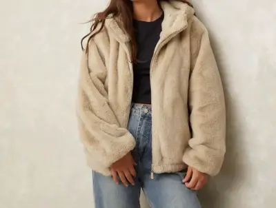 Peludo Oversize con cierre y gorro - miniatura 2