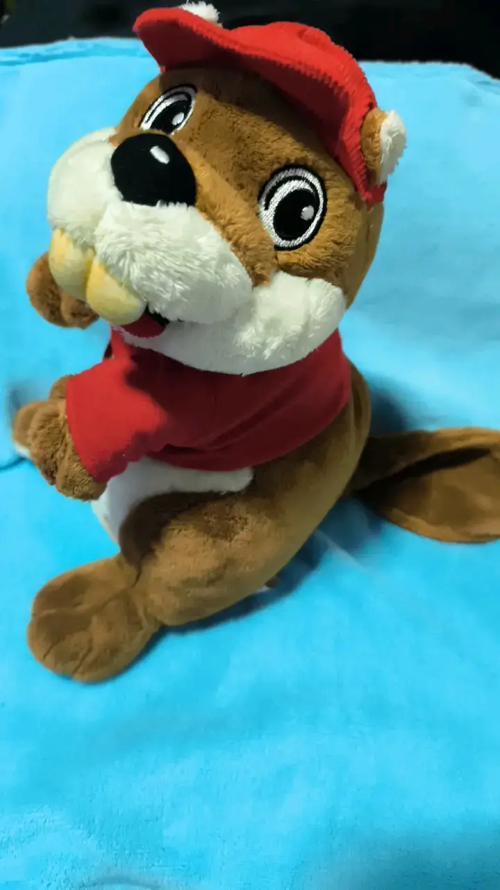 Peluche castor con gorra roja