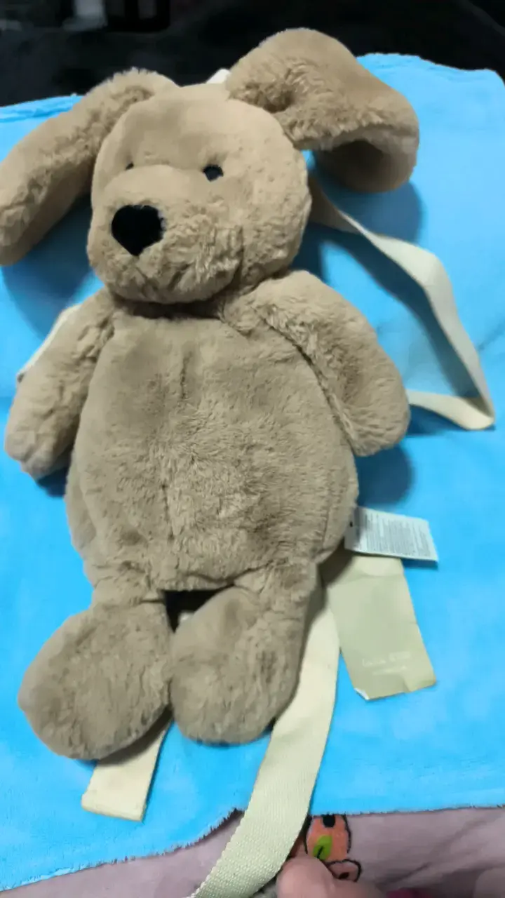 Mochila infantil de peluche perro beige - 1