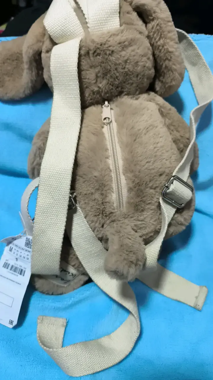 Mochila infantil de peluche perro beige - 2