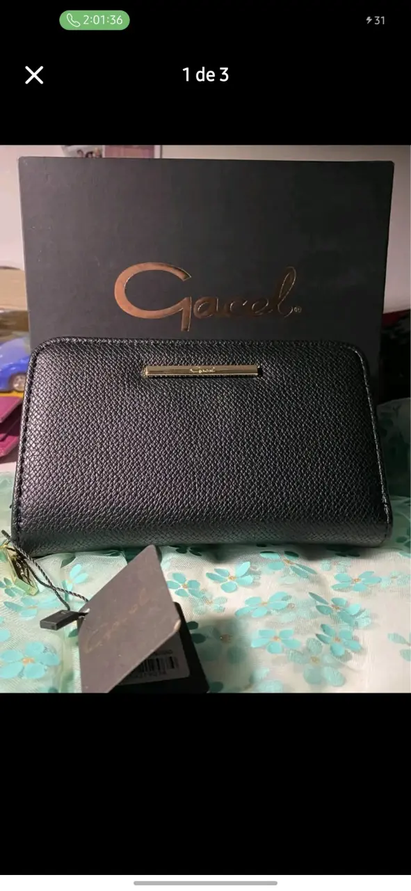 Cartera negra de cuero marca Gacel - 1
