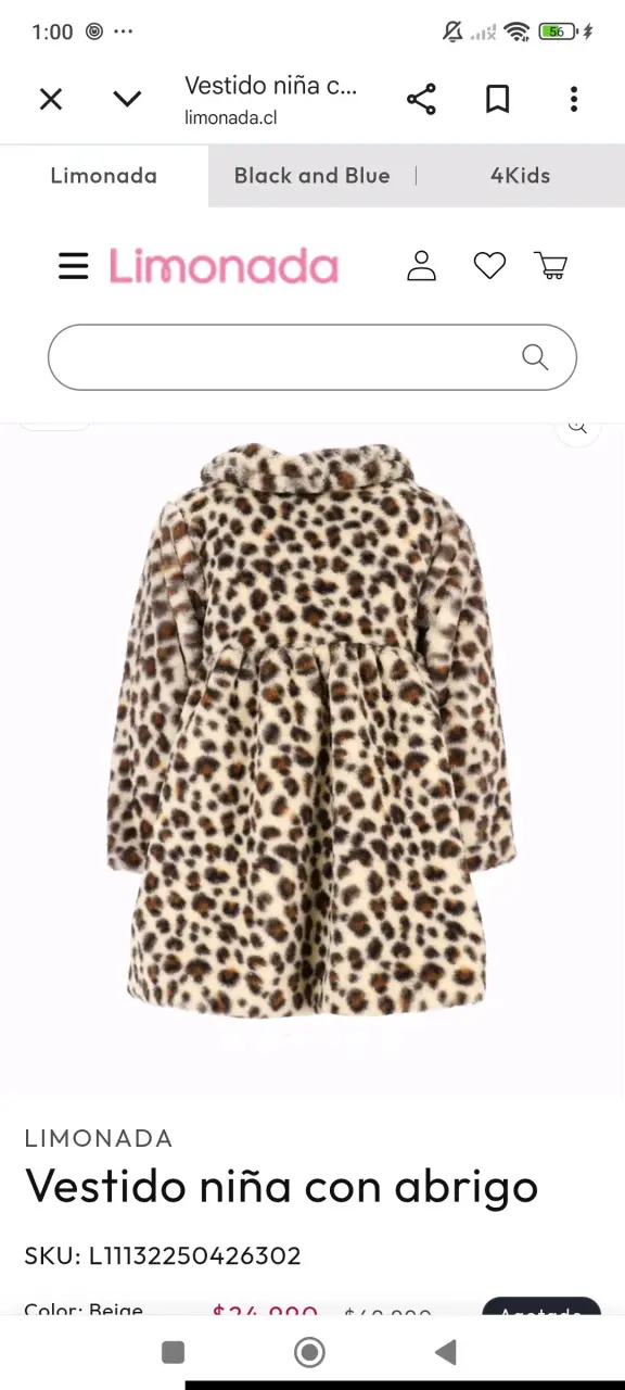 Abrigo de piel estampado leopardo, marca Limonada - 2